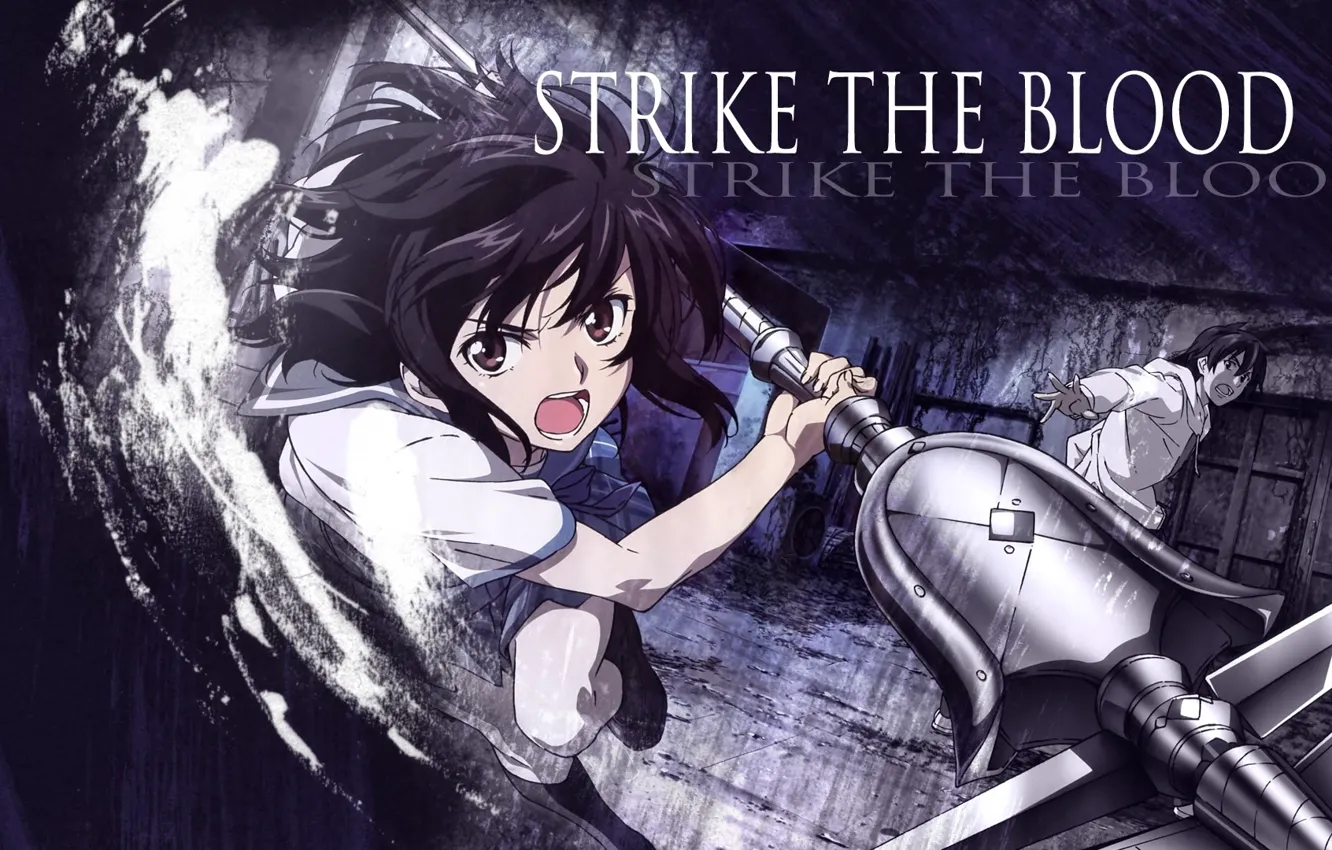 Photo wallpaper girl, spear, guy, Strike the blood, Strike The Blood