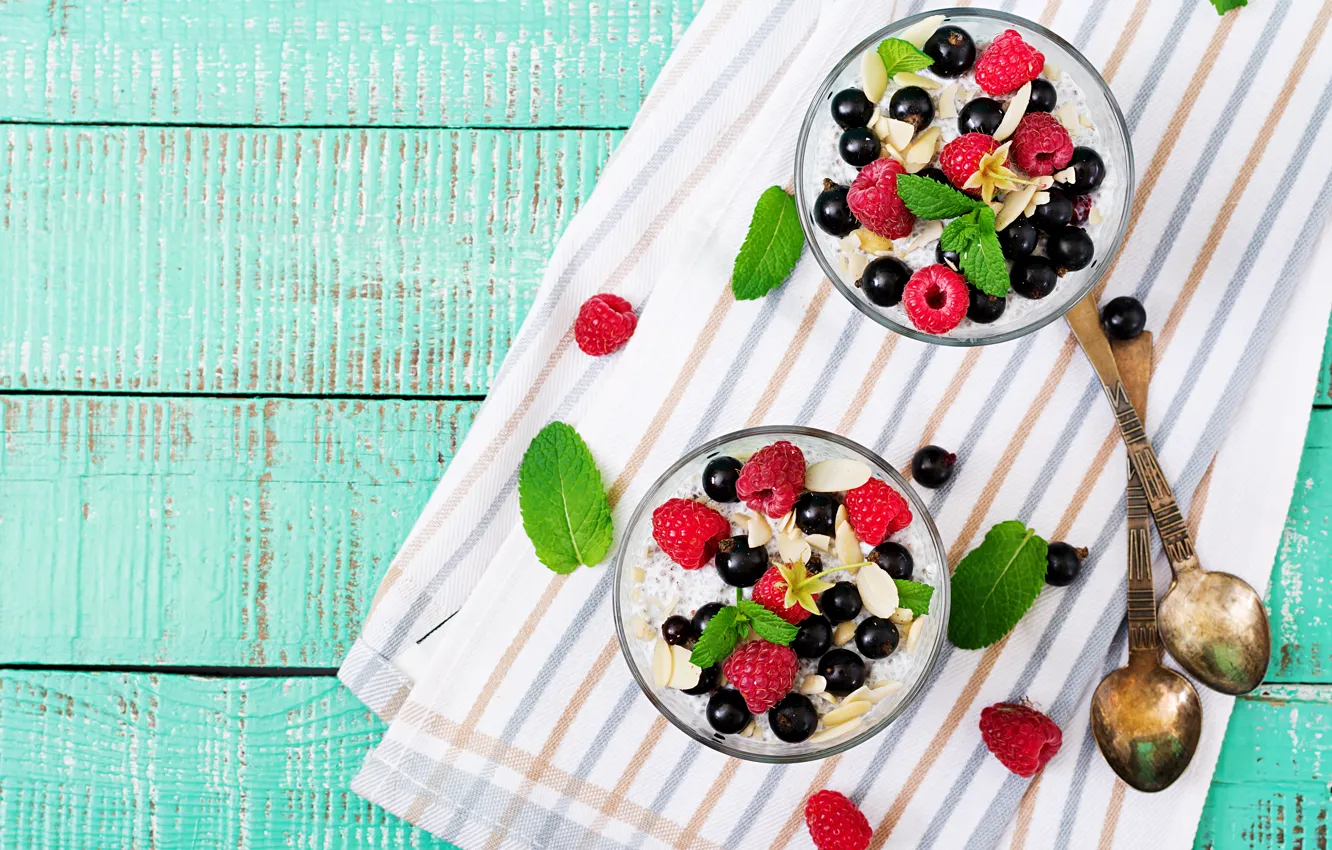 Photo wallpaper berries, Breakfast, granola, Timolina