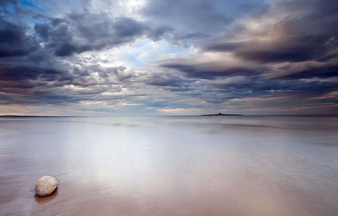 Photo wallpaper sea, the sky, landscape, stones