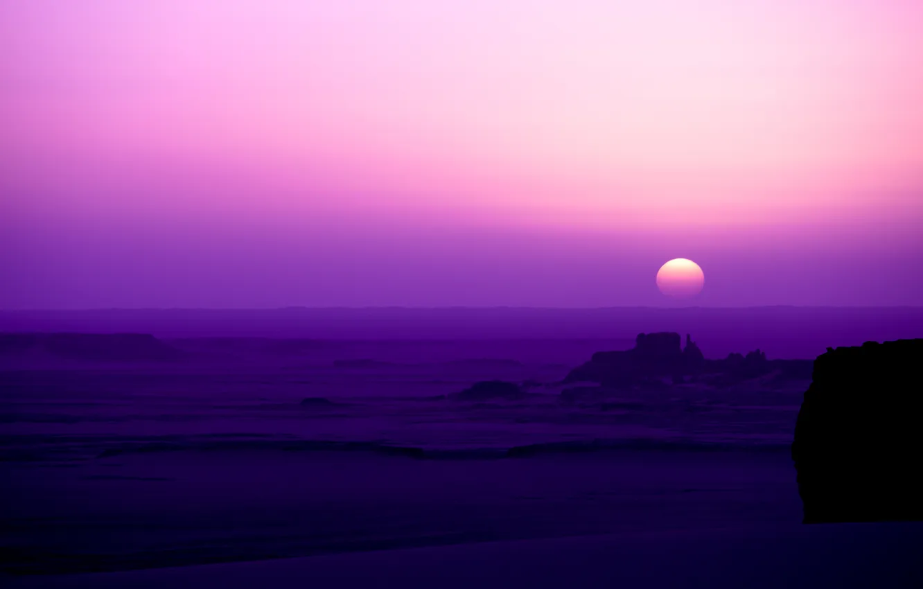 Photo wallpaper desert, morning, pink