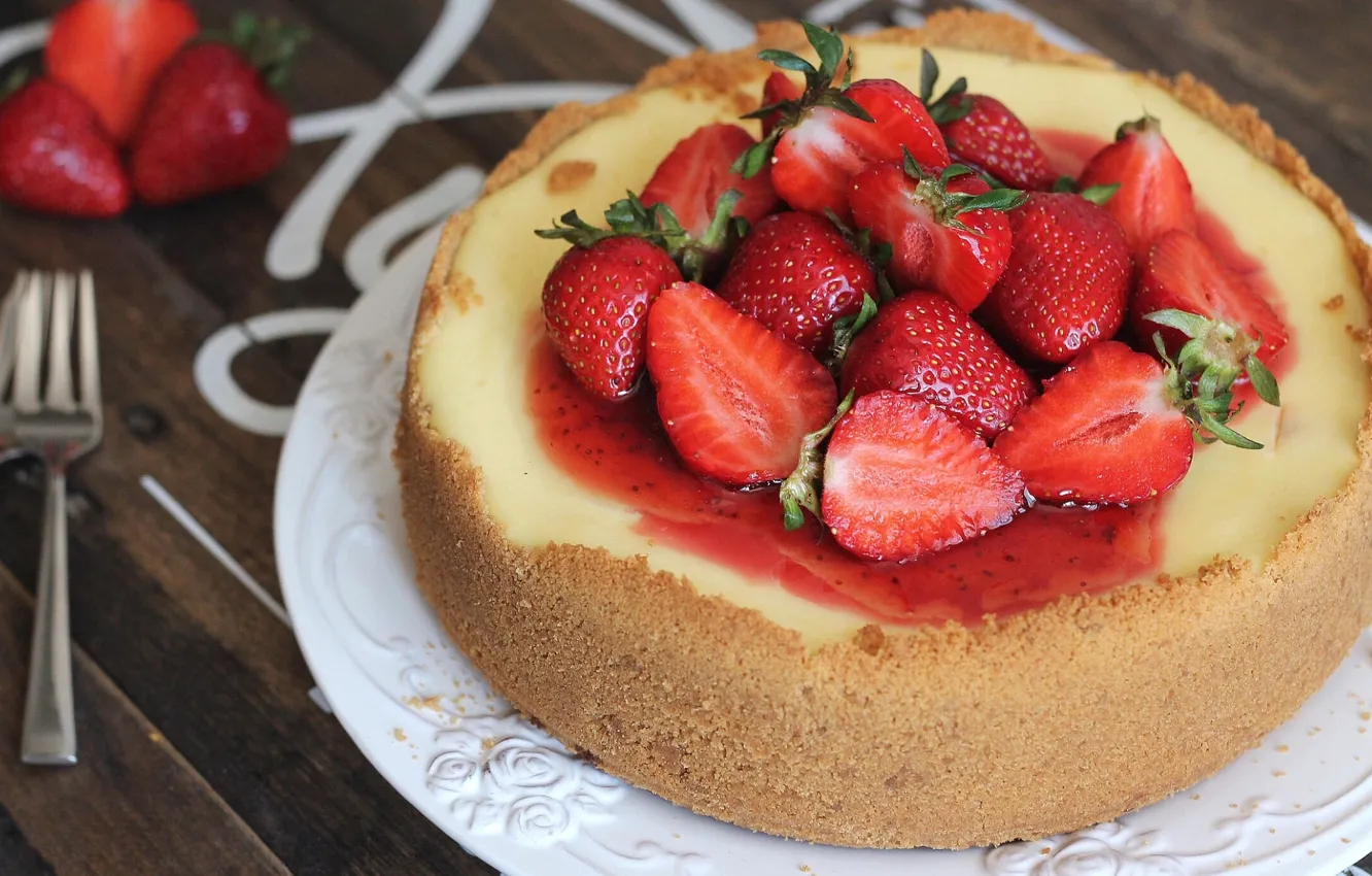 Photo wallpaper strawberry, cakes, cheesecake