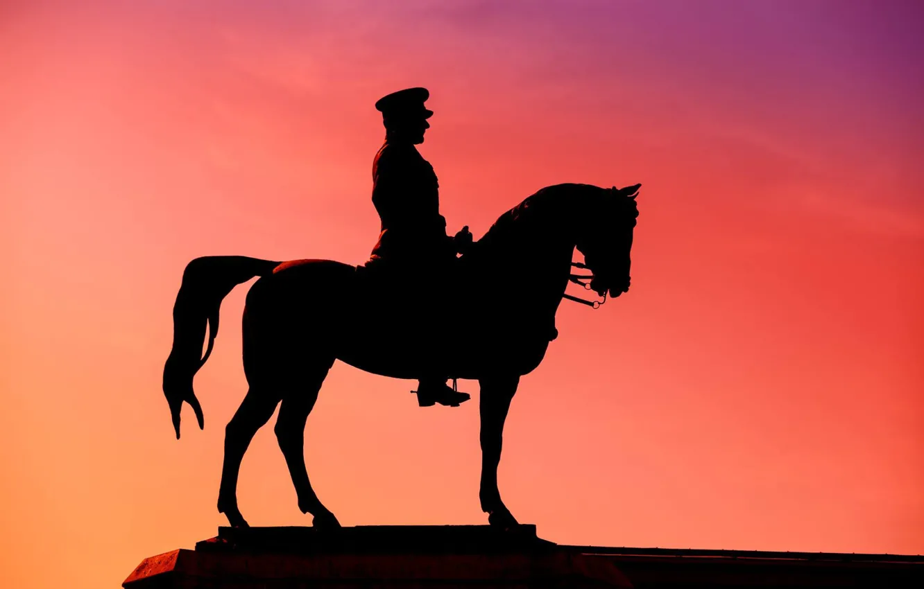 Photo wallpaper sunset, history, silhouette, statue, Mustafa Kemal Atatürk