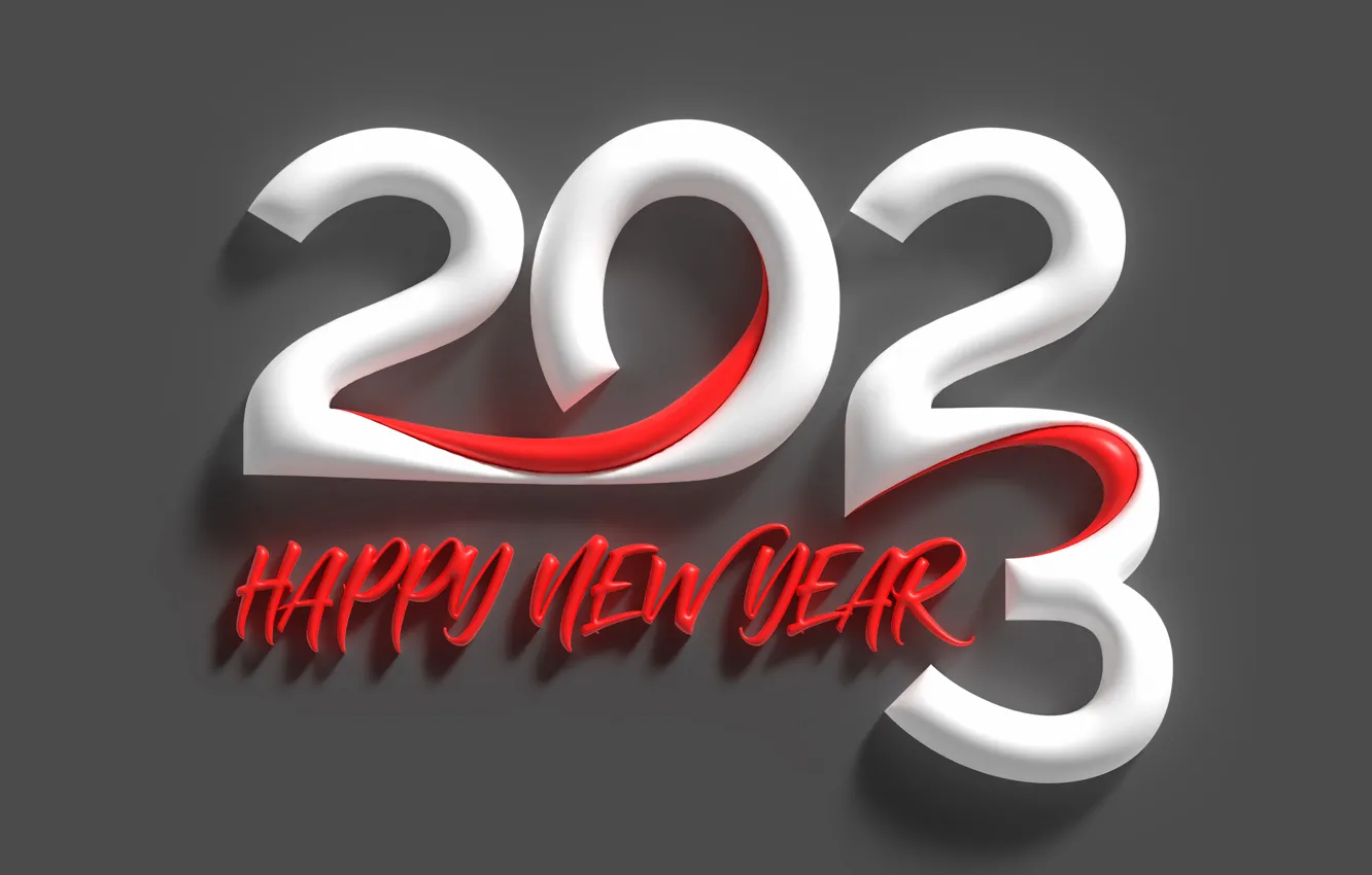 Photo wallpaper line, red, letters, rendering, the inscription, new year, figures, white