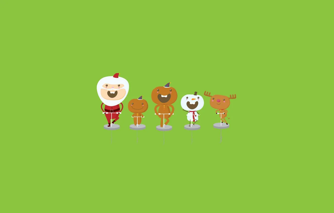 Photo wallpaper holiday, fun, new year, deer, snowman, Santa Claus