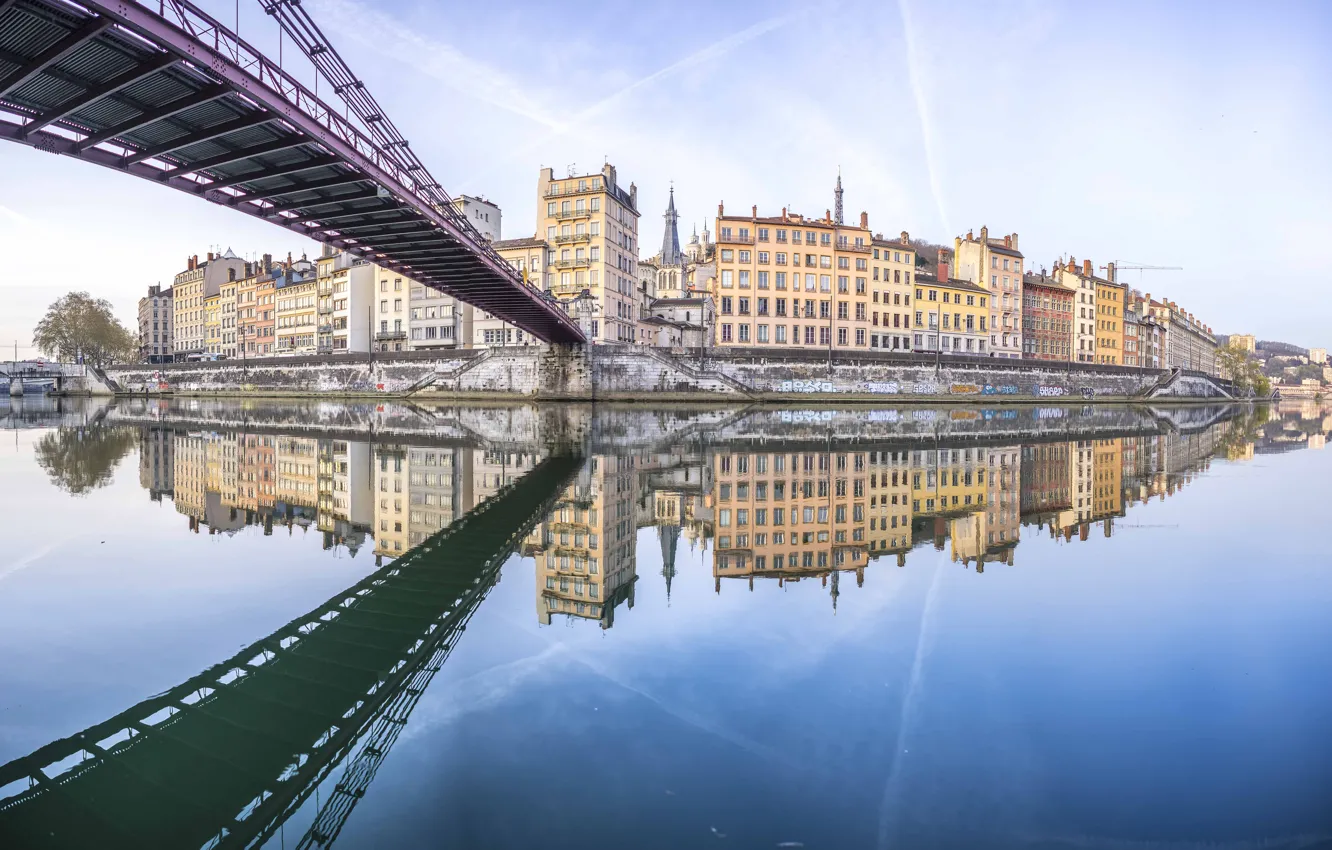 Photo wallpaper bridge, river, France, sleep, home, France, Lyon, Lyon