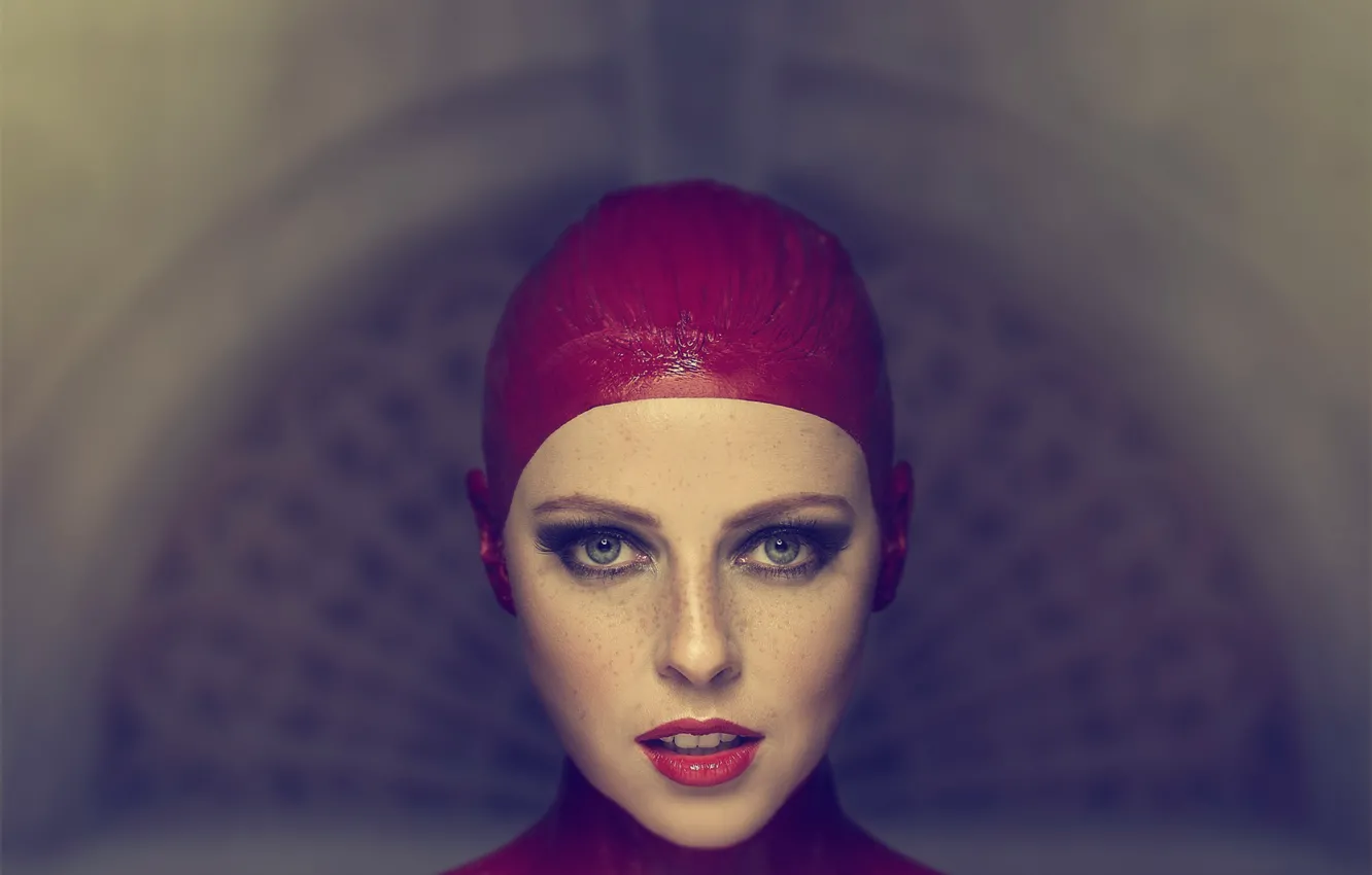 Photo wallpaper look, girl, face, style, paint, makeup, freckles, An La