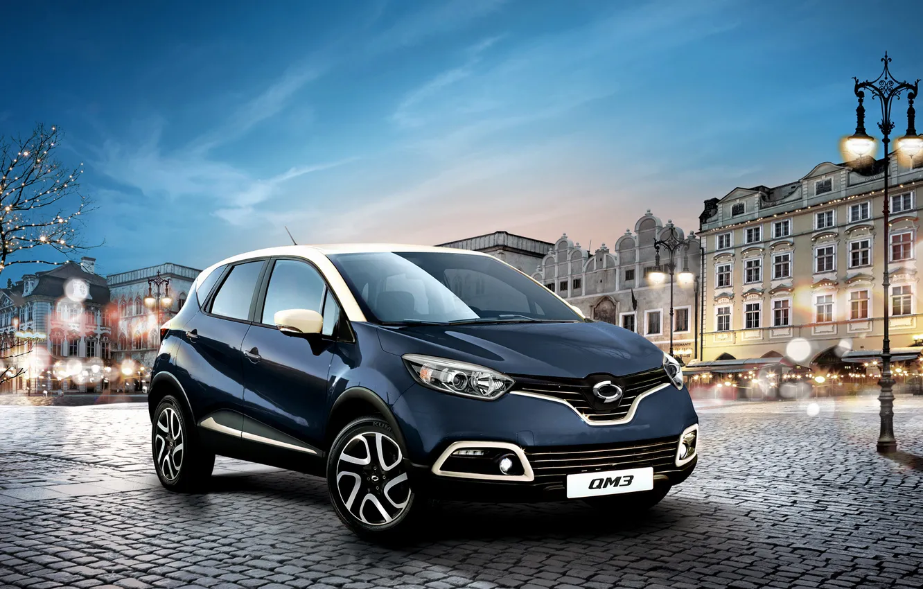 Photo wallpaper the city, lights, the evening, area, Samsung, SUV, 2013, Samsung