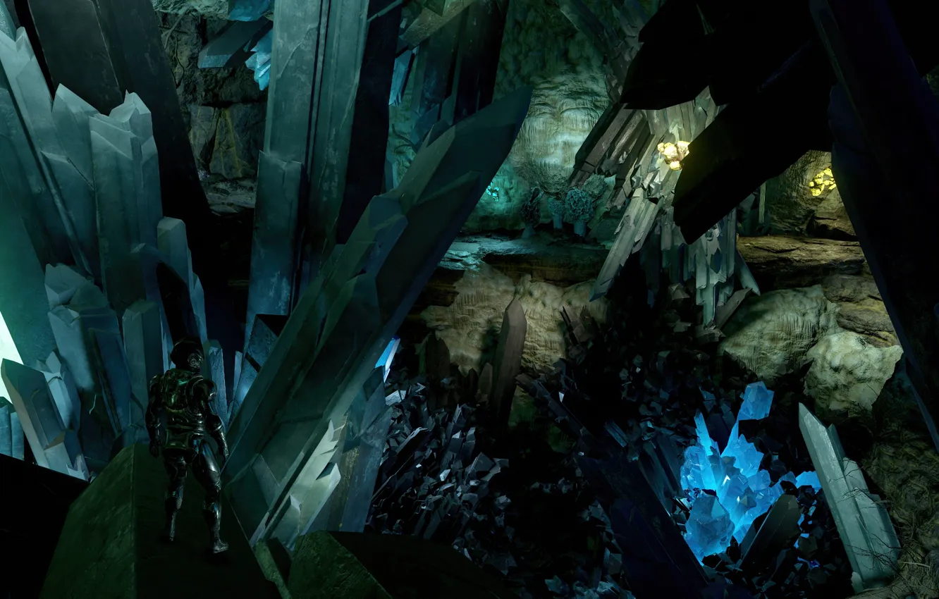 Photo wallpaper game, Starfield, cave, adventures, Crystal, screen shot