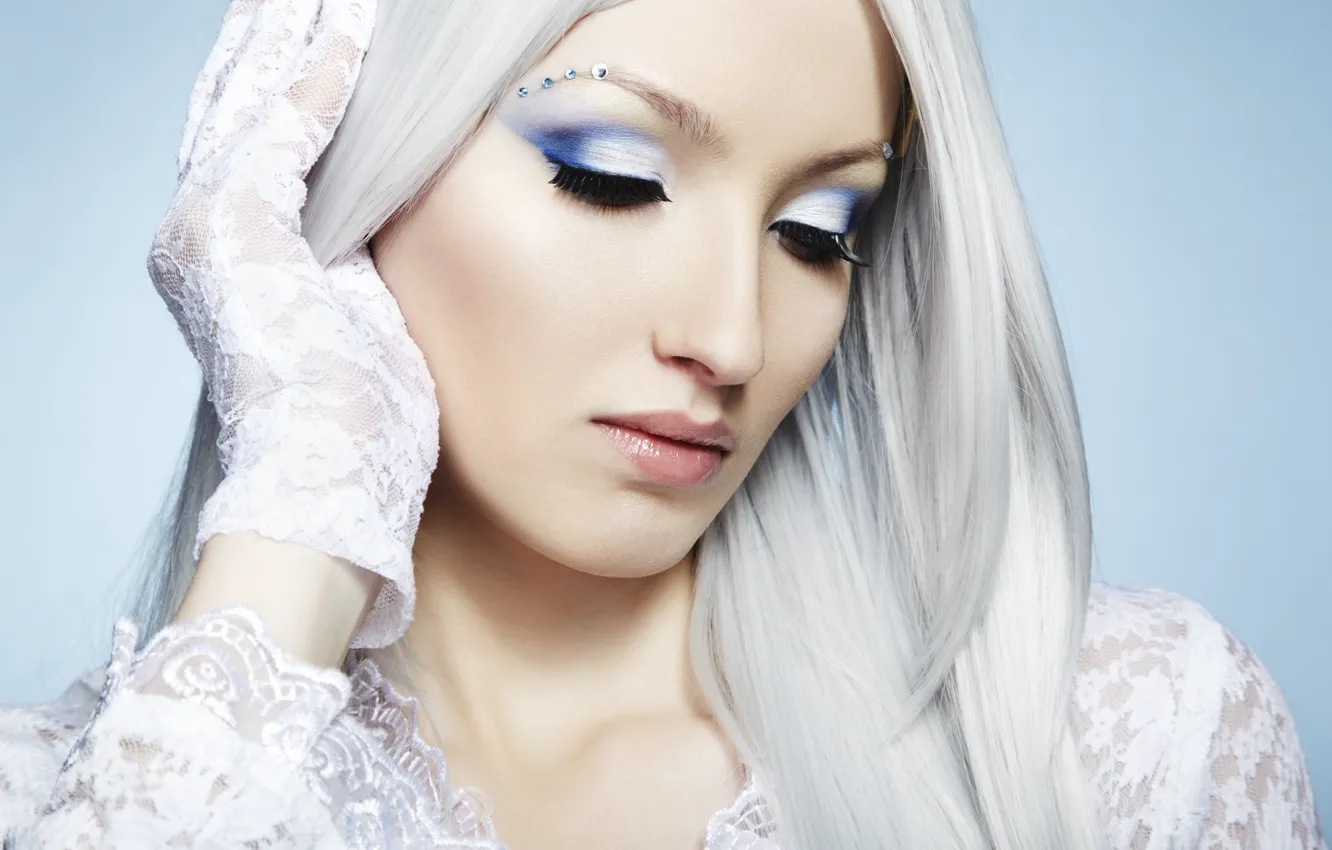 Photo wallpaper girl, blonde, gloves