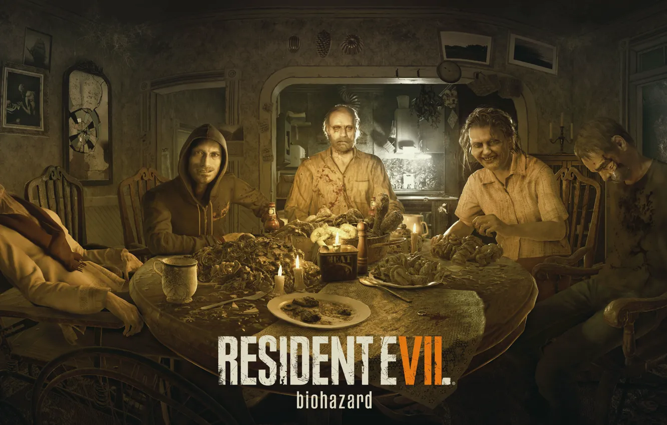 Photo wallpaper Game, Biohazard, Dinner, Resident Evil 7