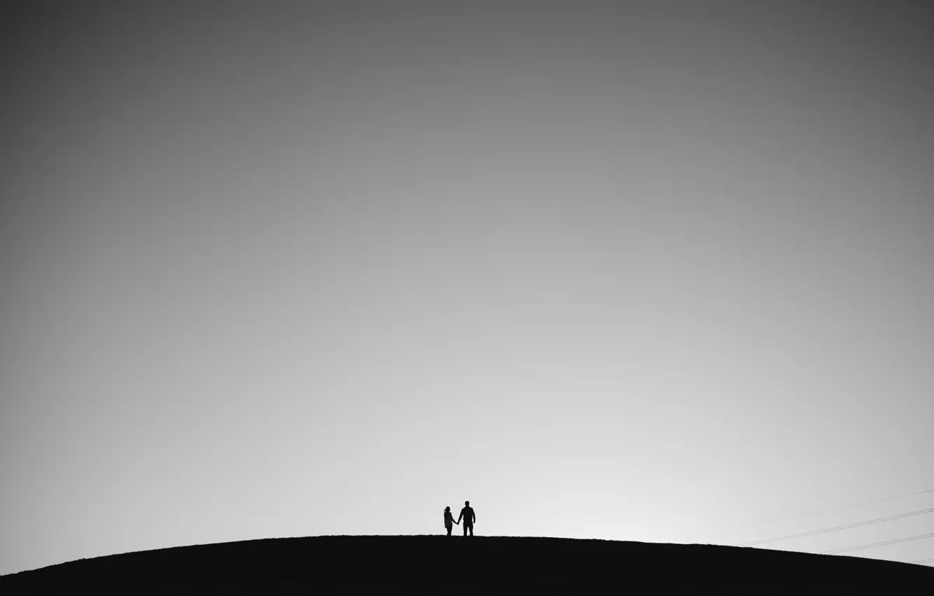 Photo wallpaper the sky, line, hills, pair