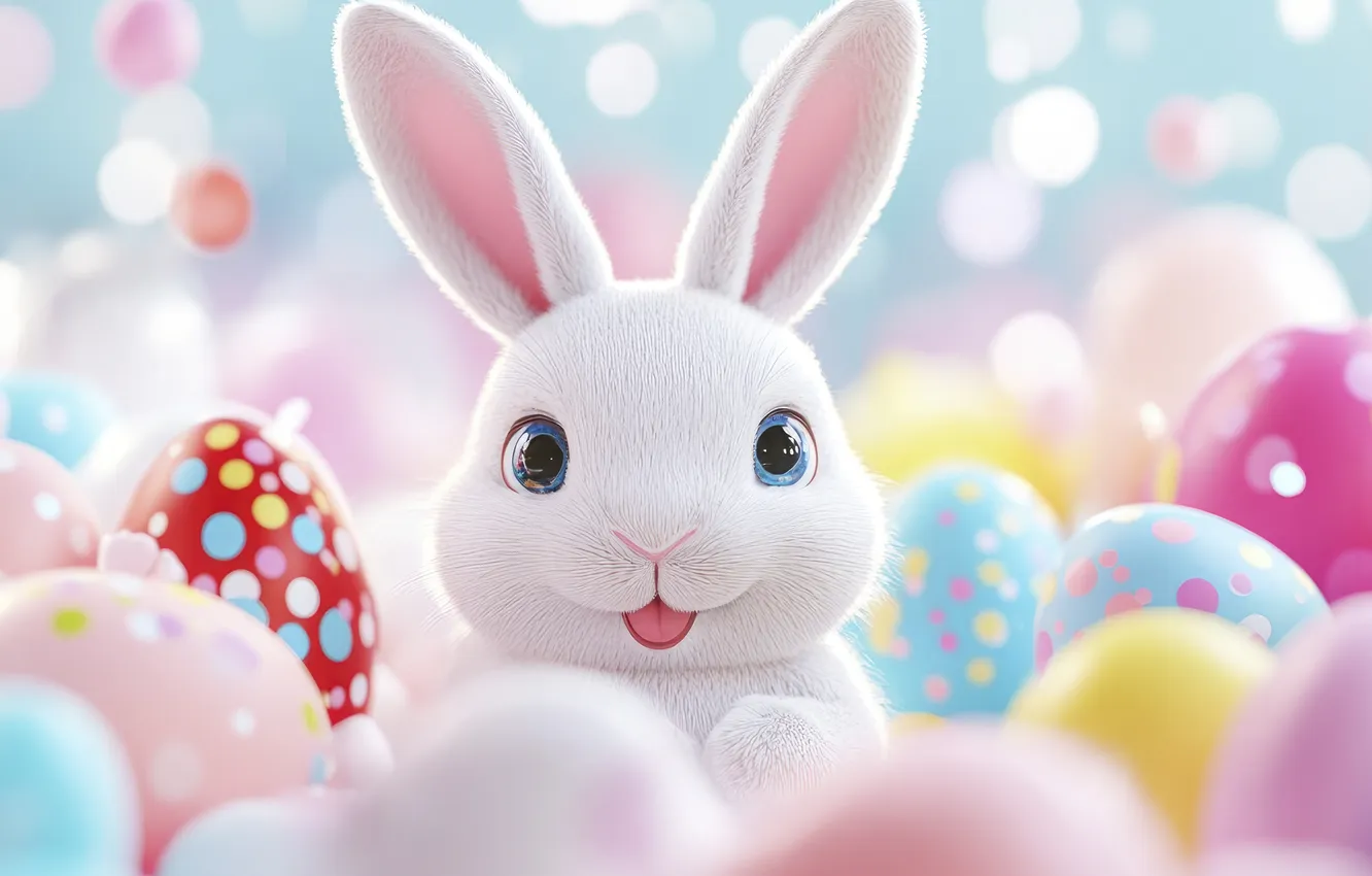 Photo wallpaper white, holiday, hare, eggs, spring, rabbit, Easter, banner