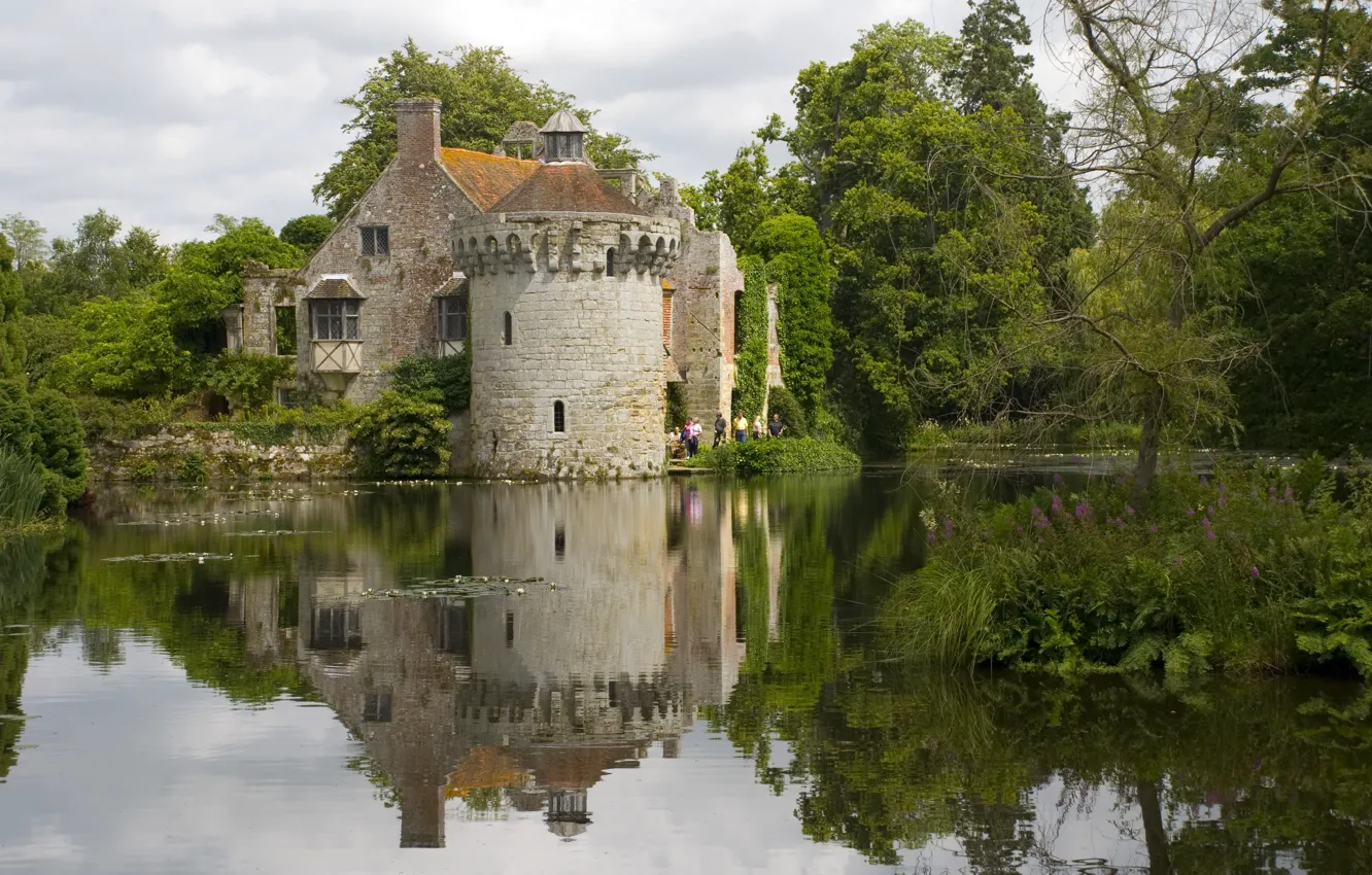 Photo wallpaper water, trees, castle, shore, England, Kent, England, castle