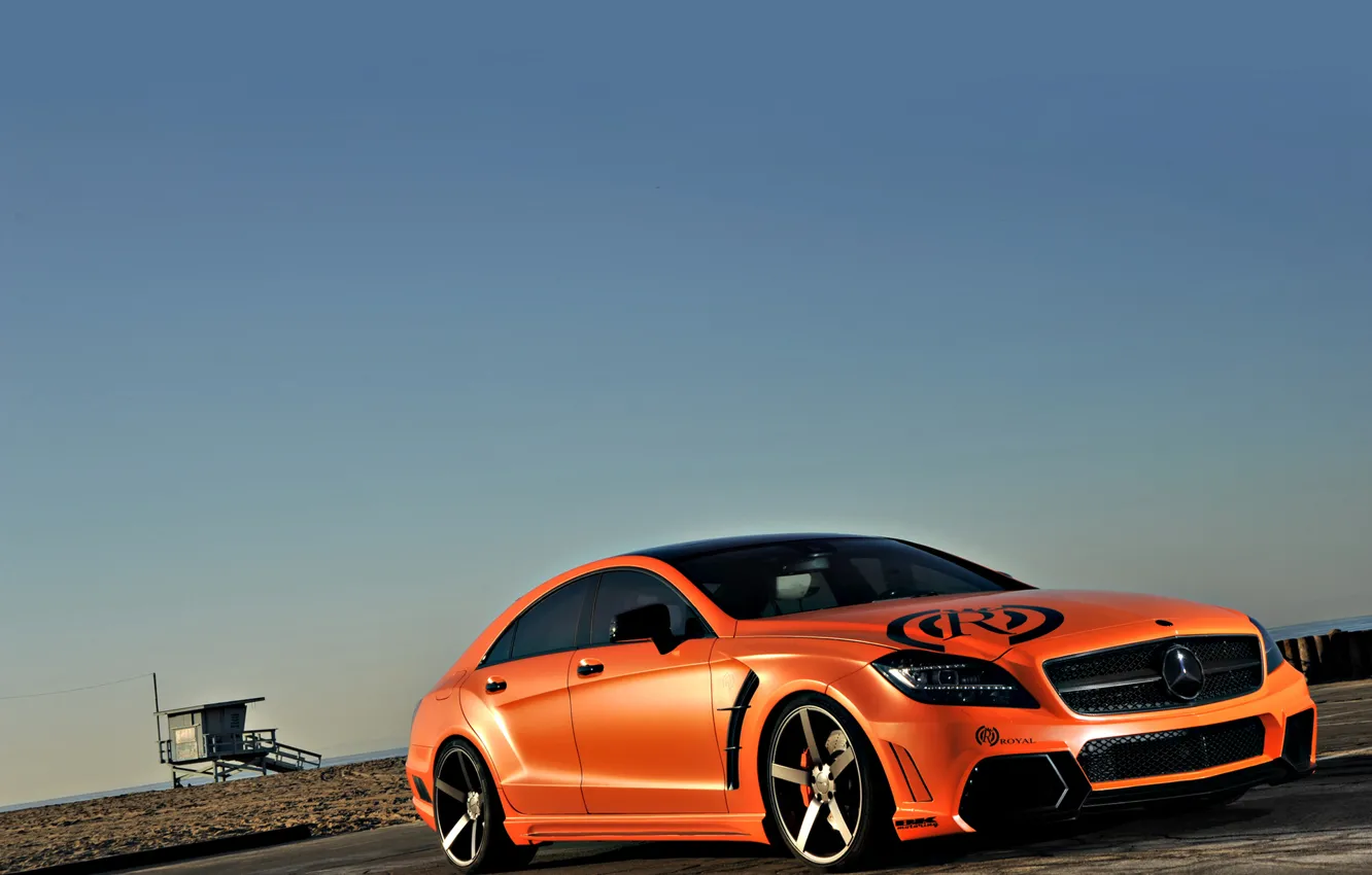 Photo wallpaper Mercedes, auto, orange