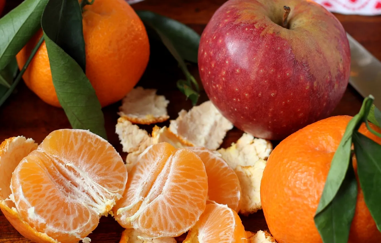 Photo wallpaper apples, fruit, tangerines