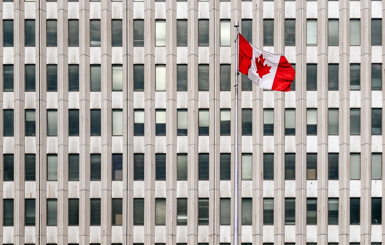 Photo wallpaper the city, home, flag