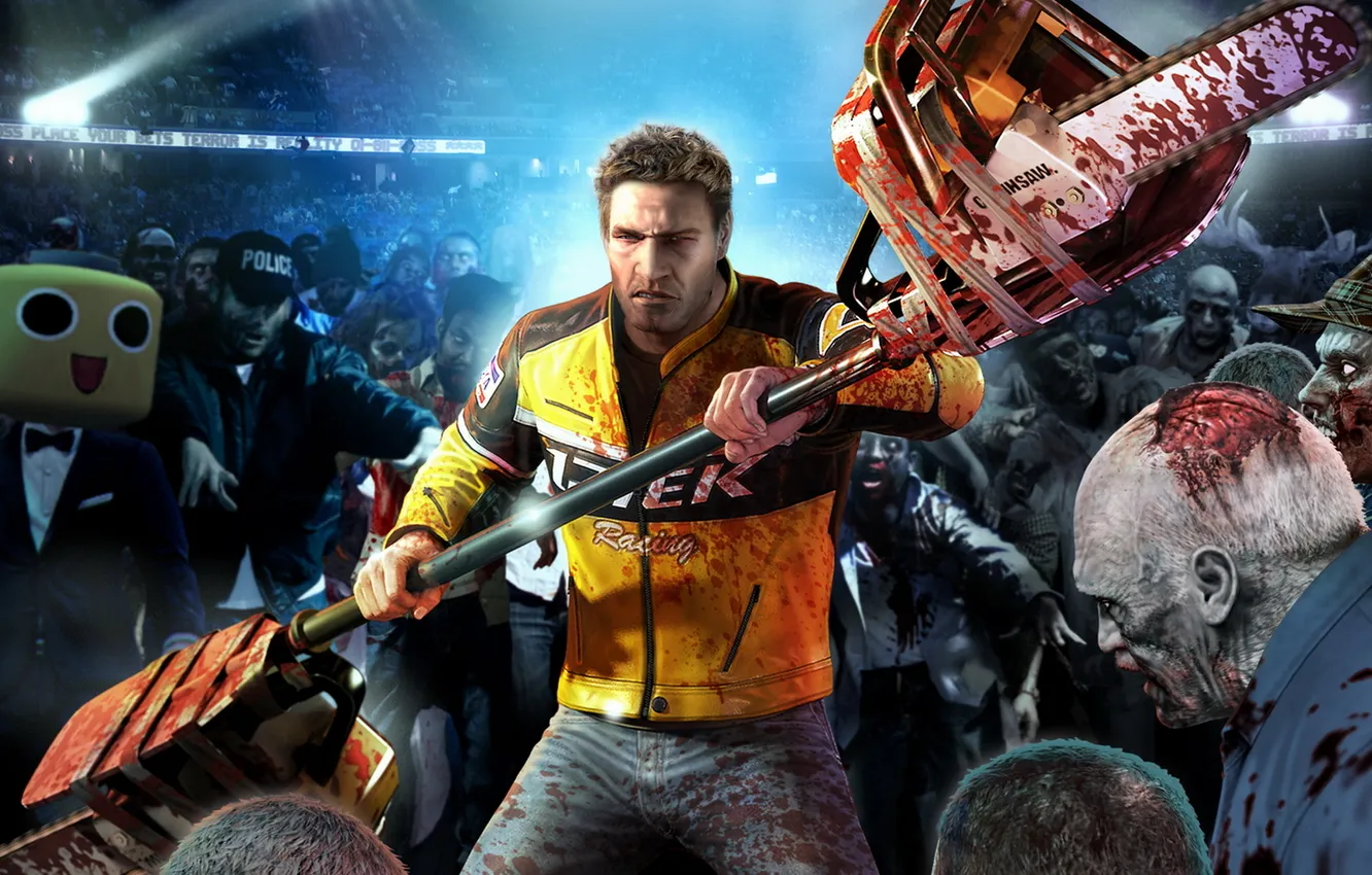 Photo wallpaper blood, the game, shopping center, chainsaw