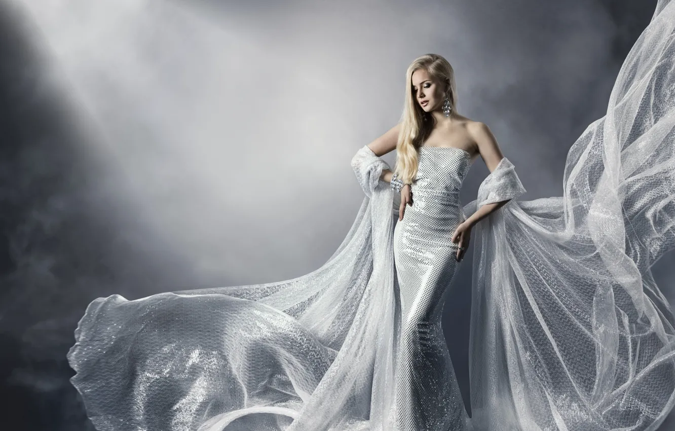 Photo wallpaper girl, pose, style, background, model, hair, figure, dress