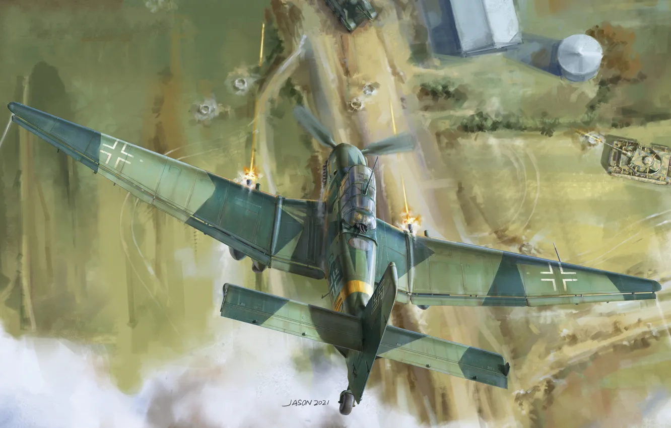 Photo wallpaper Germany, jason, dive bomber, the Wehrmacht, Luftwaffe, Attack, Junkers Ju 87G Stuka