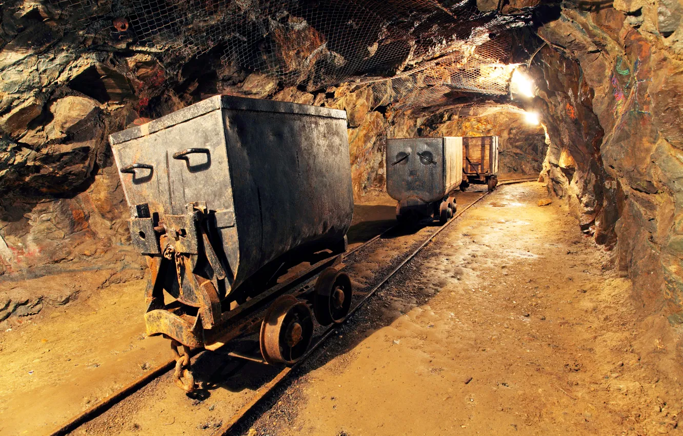 Photo wallpaper rail, mine, mining, artificial cave