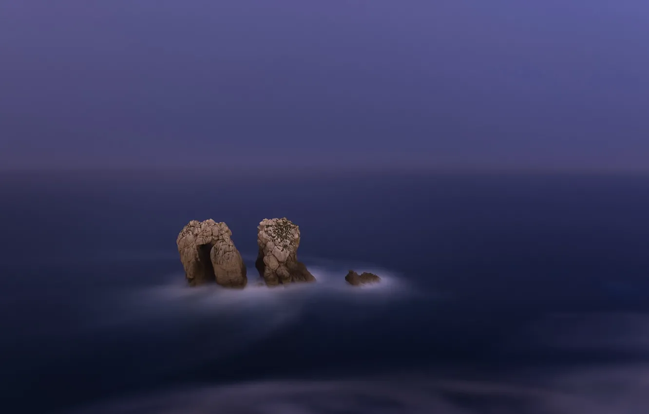 Photo wallpaper sea, rocks, the evening