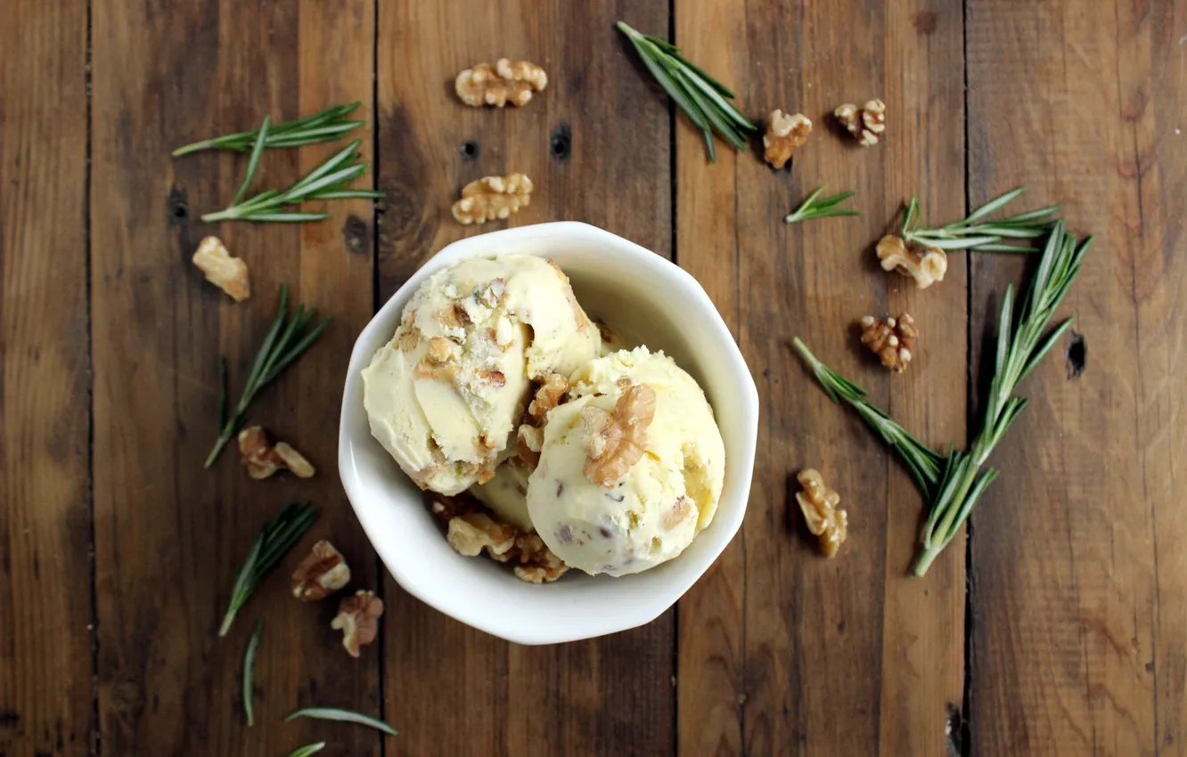 Photo wallpaper ice cream, nuts, dessert, treat, rosemary