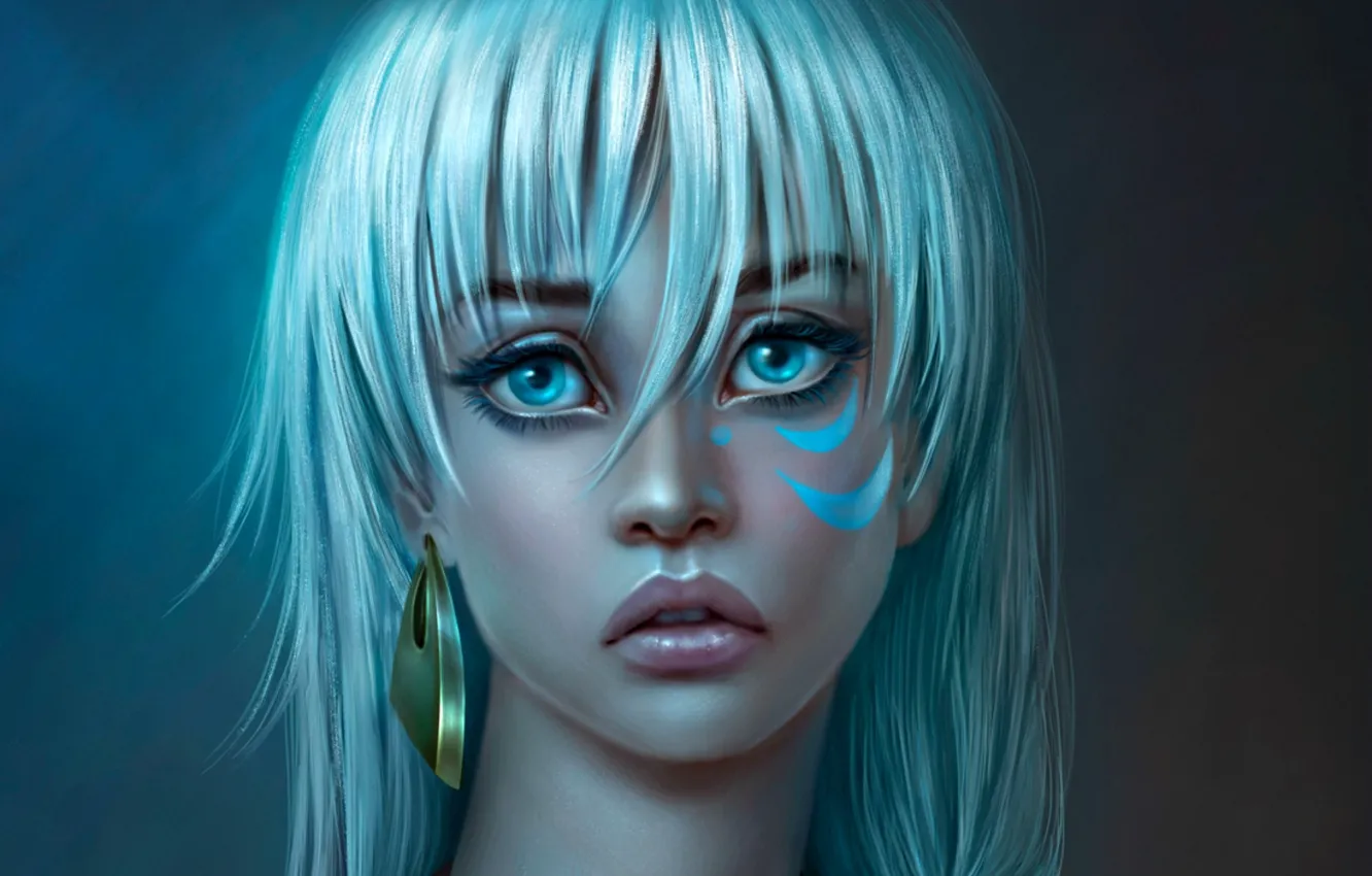 Photo wallpaper eyes, look, girl, hair, figure, earrings, lips