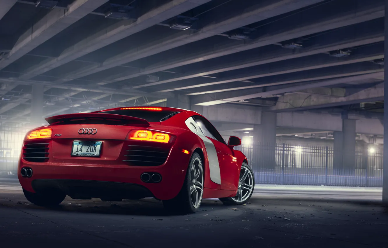 Photo wallpaper Audi, Audi, red, rear, Supercar 4.2