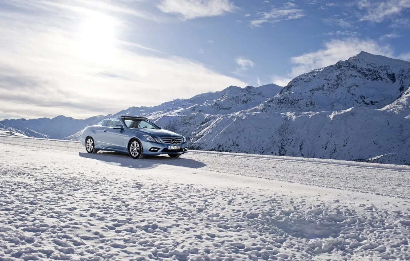 Photo wallpaper winter, machine, snow, Mercedes, car, Mercedes