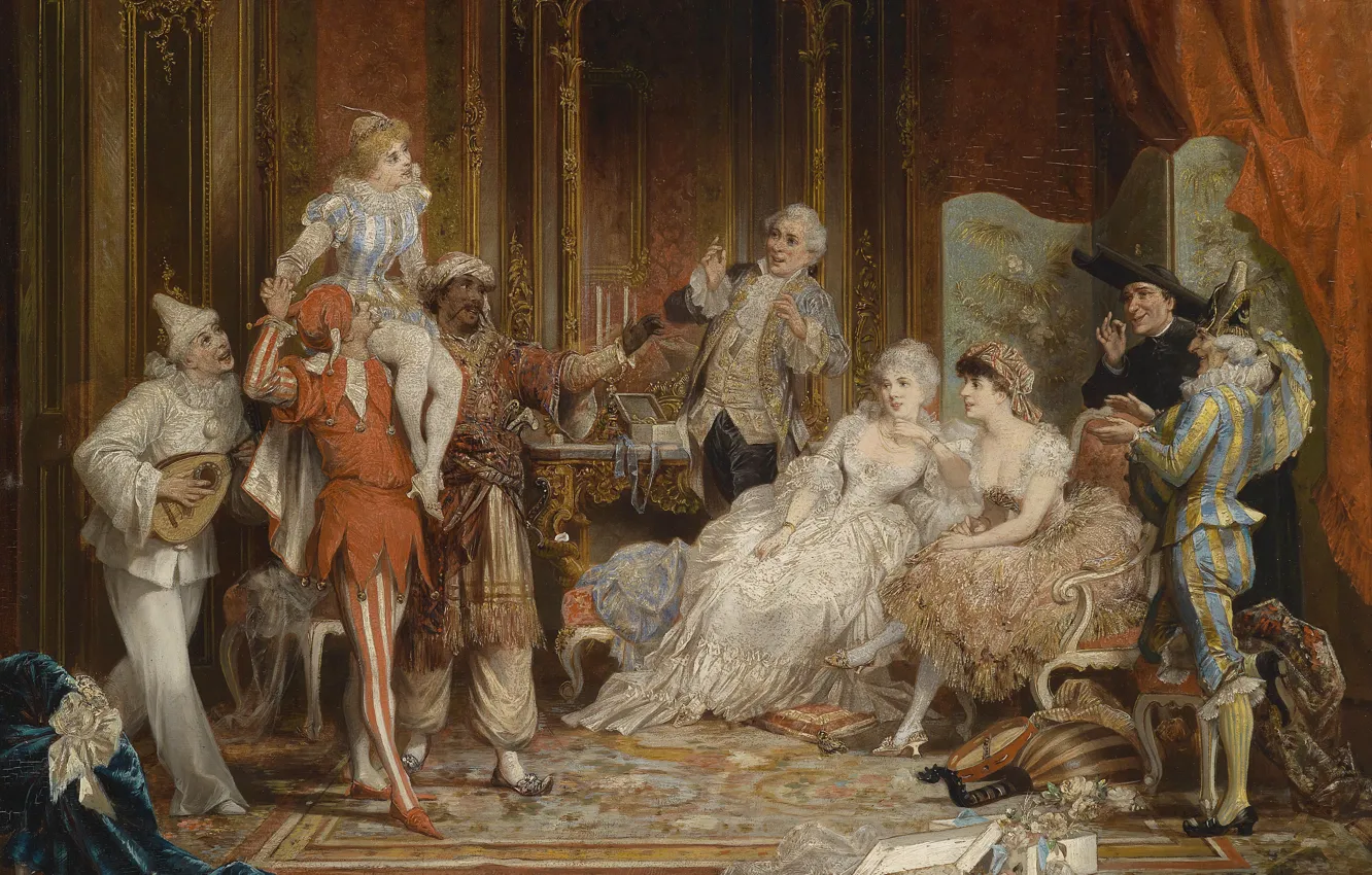 Photo wallpaper picture, Austria, mask, carnival, Palace, lady, the conversation, Austria