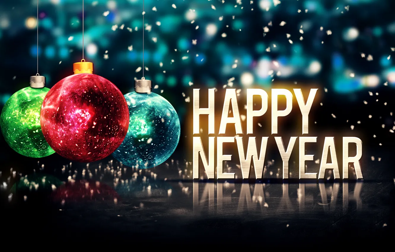 Photo wallpaper New Year, Christmas, Christmas, balls, New Year, Happy, 2015, Merry