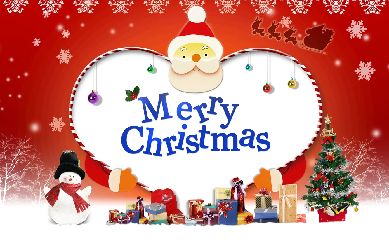 Photo wallpaper gift, new year, Santa, Mery Christmas