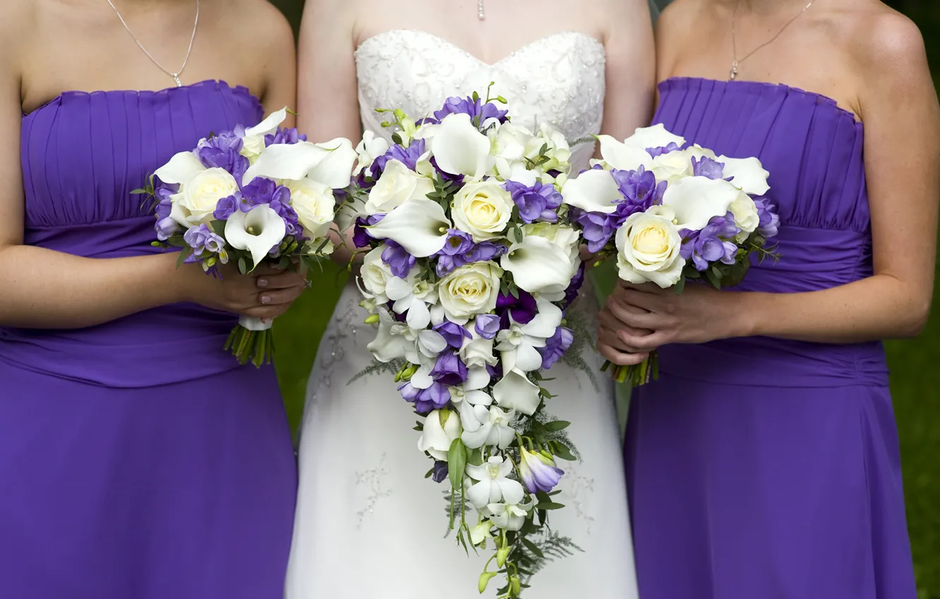 Photo wallpaper flowers, bouquet, the bride, wedding, girlfriend