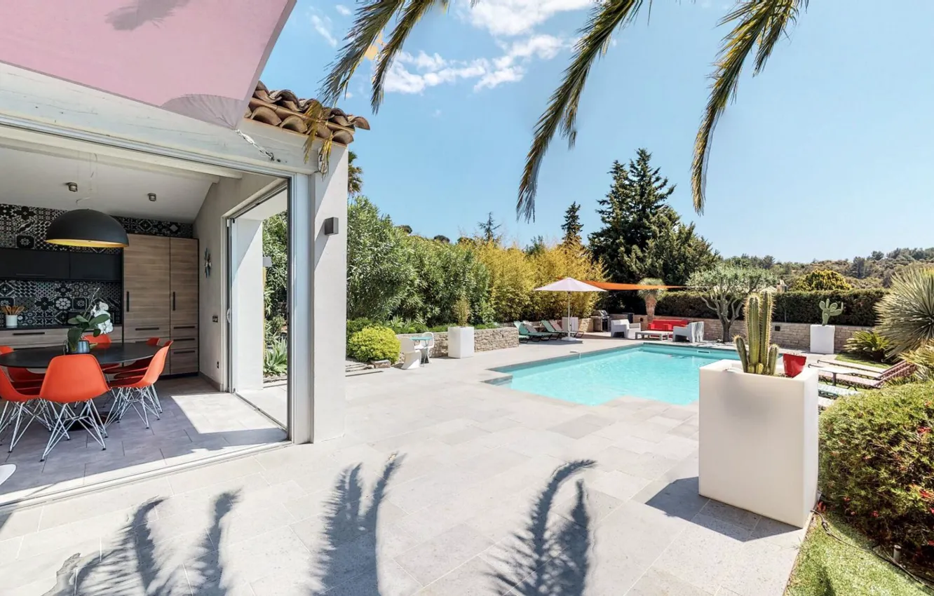Photo wallpaper France, pool, kitchen, France, terrace, exterior, dining room, Cote d'azur