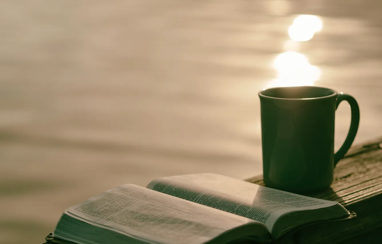 Photo wallpaper sea, water, cup, Christian, God, peaceful, Lord, Bible