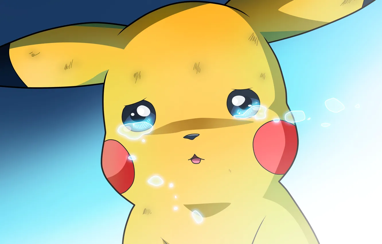 Photo wallpaper Pikachu, tears, Pokemon, crying, Pokemon