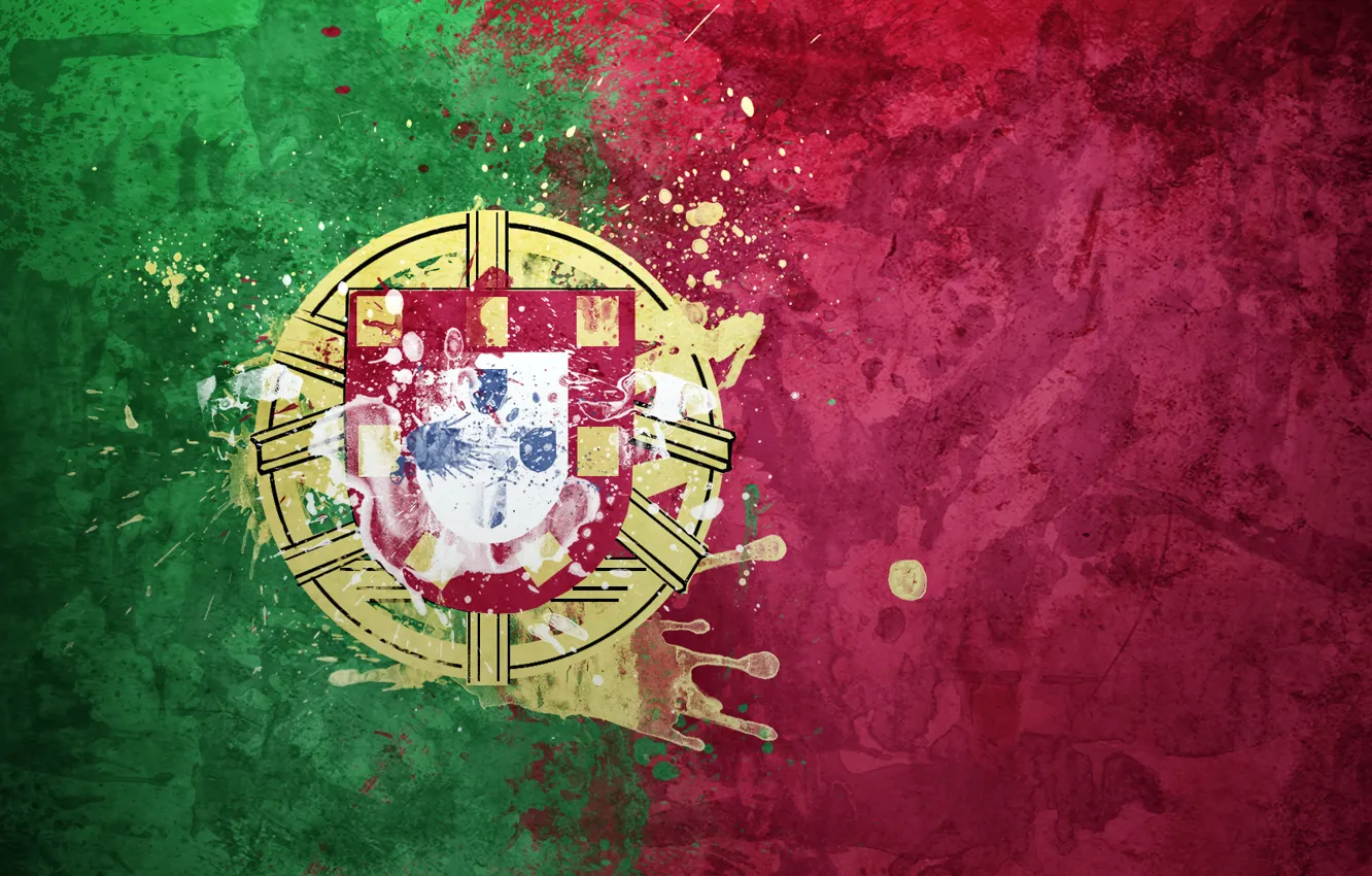 Photo wallpaper paint, flag, Portugal, coat of arms, flag, The Portuguese Republic, The Portuguese Republic