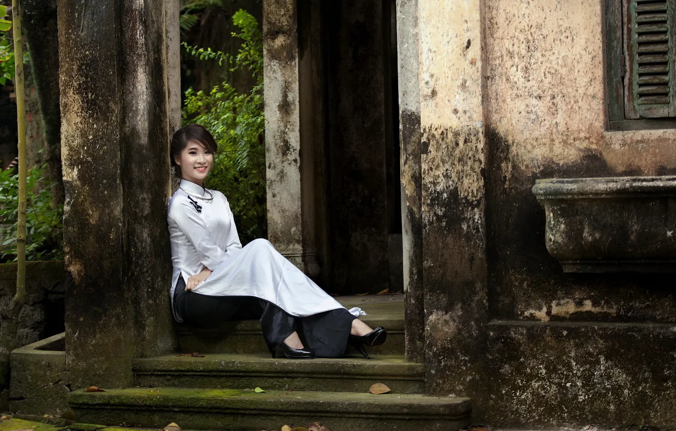 Photo wallpaper girl, smile, Asian