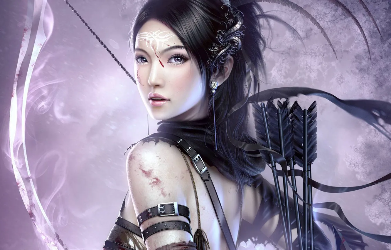 Photo wallpaper fantasy, Girl, warrior, bow, art, arrows