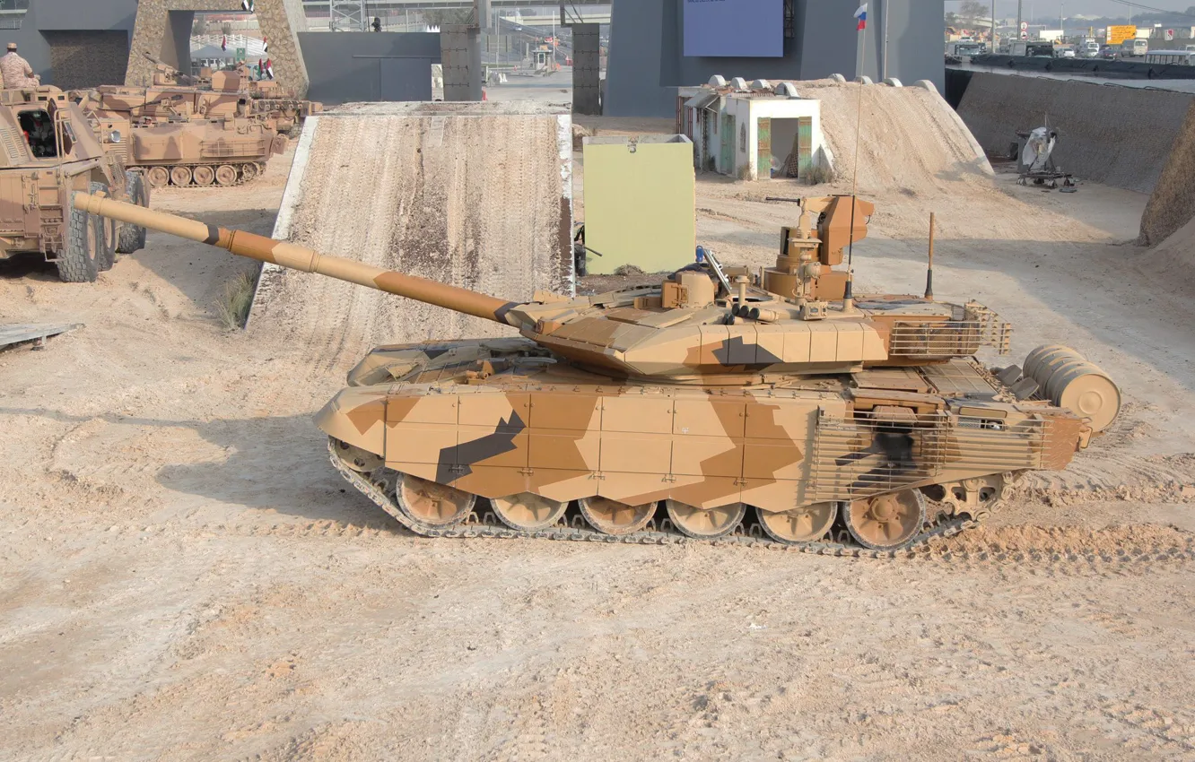 Photo wallpaper sand, UAE, Abu Dhabi, tank, T-90MS, upgraded, Uralvagonzavod, T-90MS