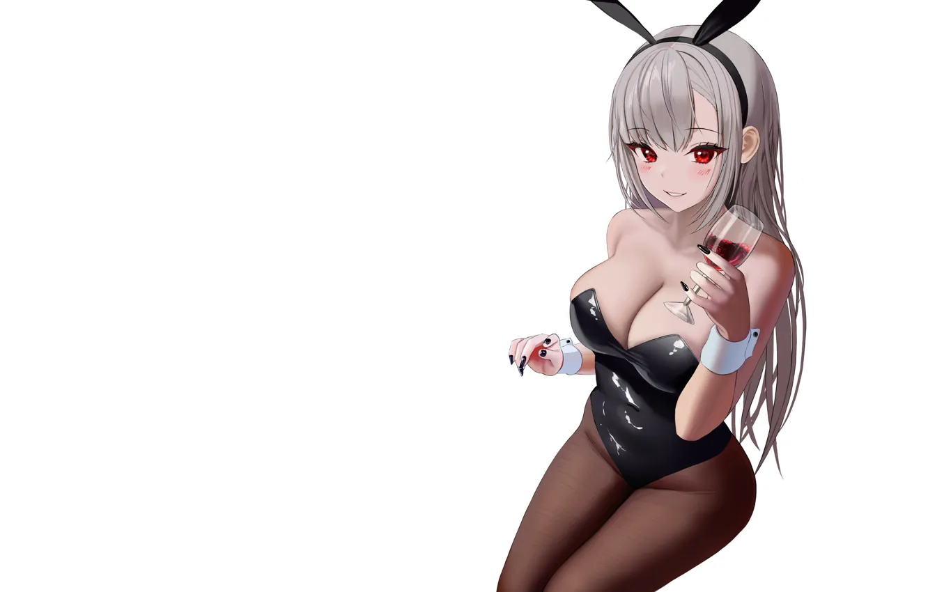 Photo wallpaper girl, sexy, Anime, wine, bunny, bunny ears, Drinking, usagi