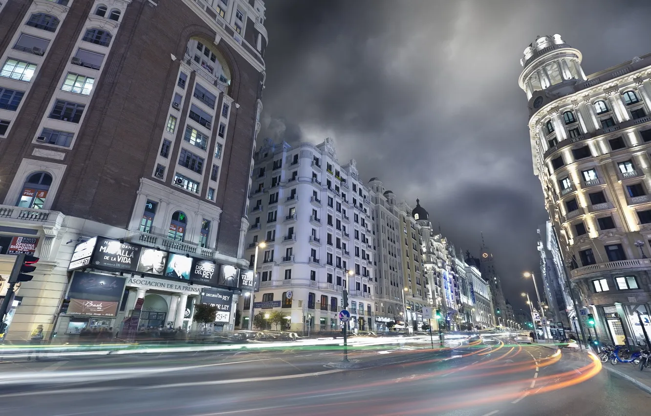 Photo wallpaper light, the city, home, Madrid