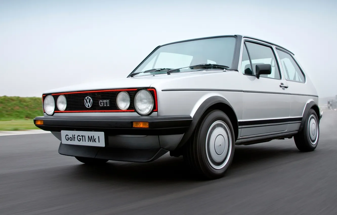 Photo wallpaper the sky, silver, Volkswagen, Golf, golf, the front, GTI, Volkswagen