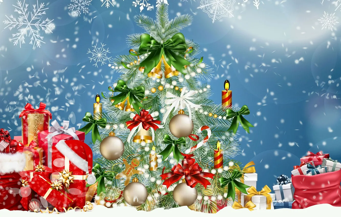Photo wallpaper Graphics, Christmas, Bombki