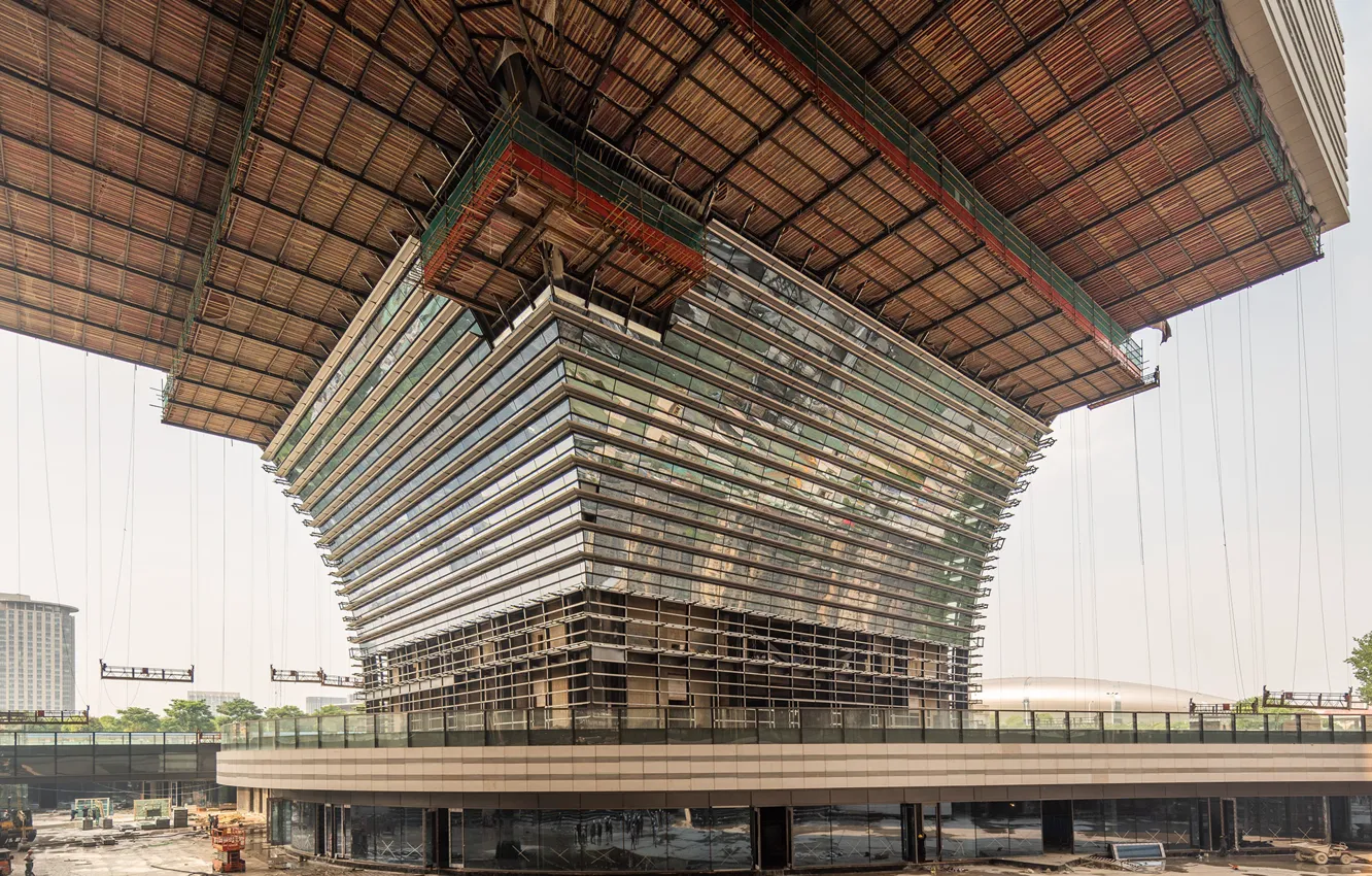Photo wallpaper construction, construction, architecture, finish, Changzhou Culture Center Under Construction