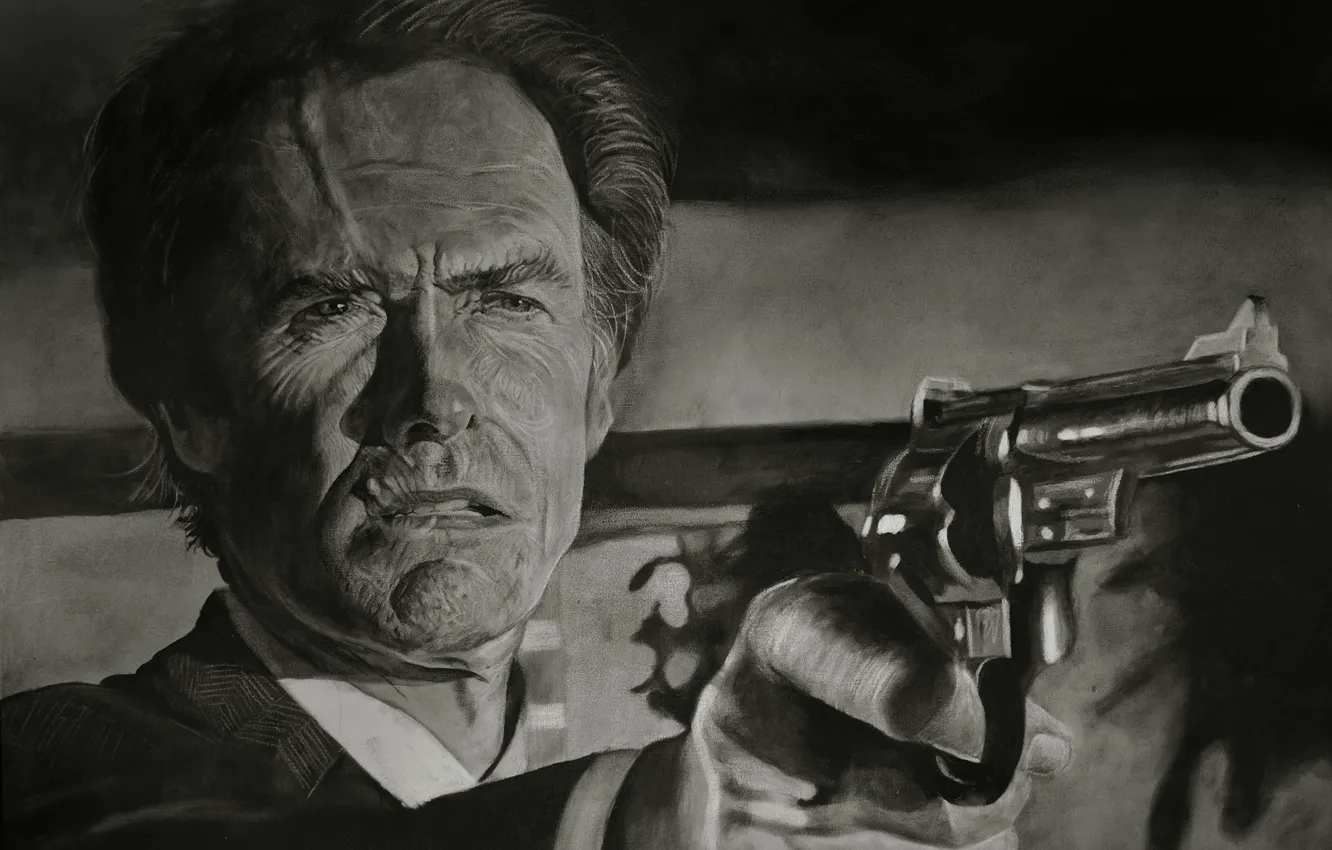 Photo wallpaper face, figure, revolver, Clint Eastwood, Clint Eastwood