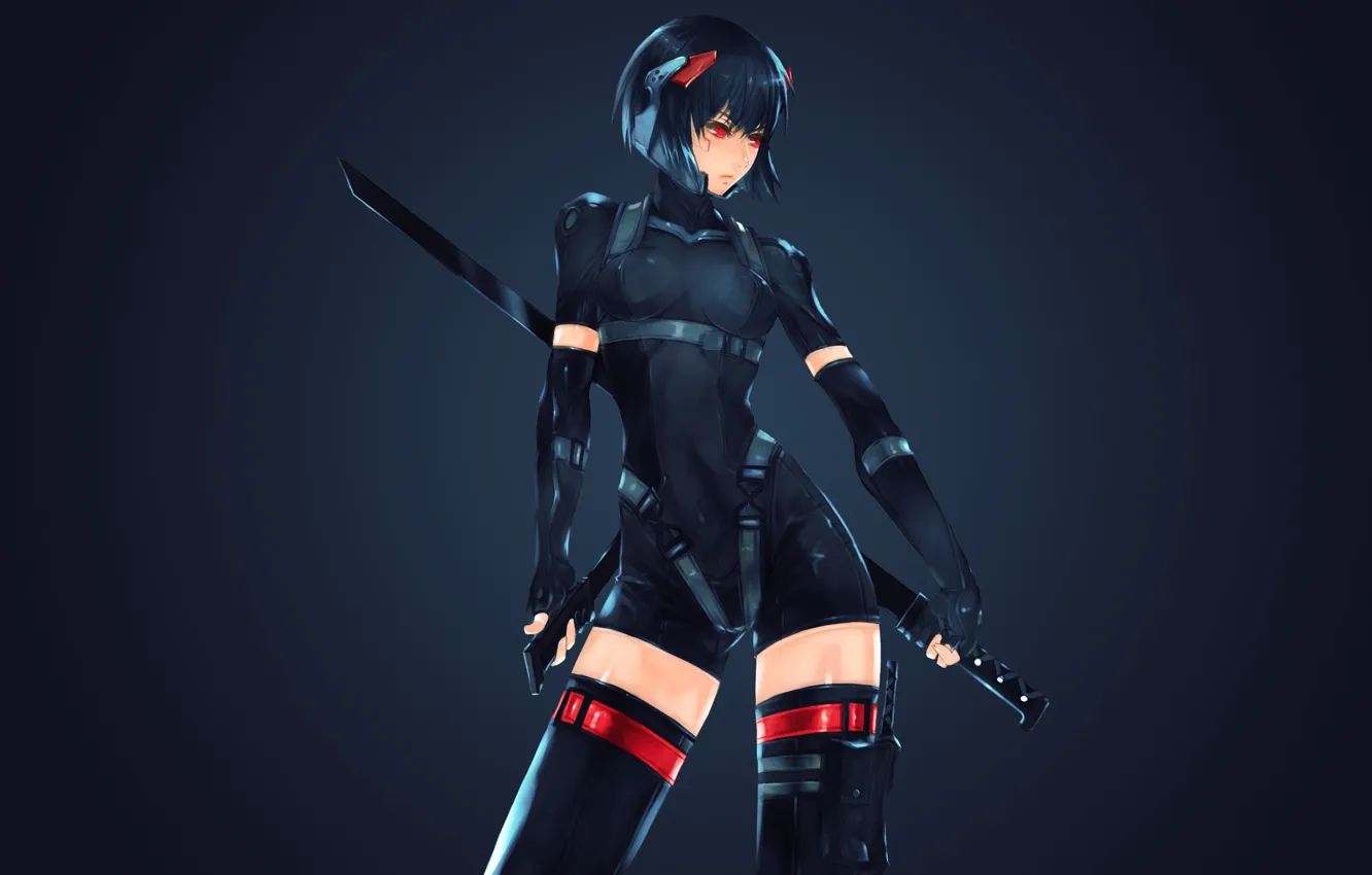 Photo wallpaper girl, sword, helmet