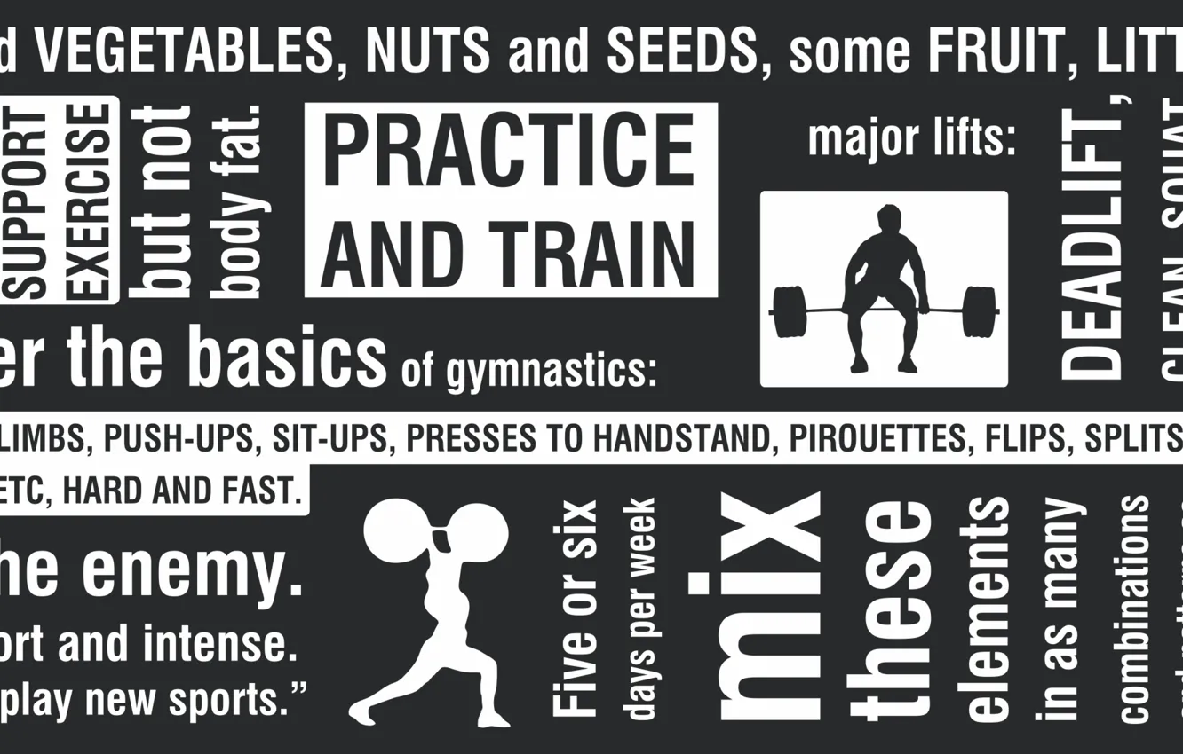 Photo wallpaper white, black, lifestyle, words, rules, fitness