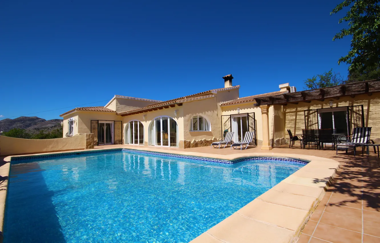 Photo wallpaper design, style, Villa, pool, architecture, terrace