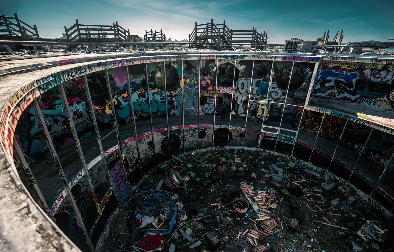 Photo wallpaper the sky, style, graffiti, figure, urban, Savrasenko